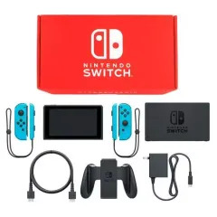 【中古】ニンテンドースイッチハード Nintendo Switch本体 カラーカスタマイズ /Joy-Con(L/R)ネオンブルー/Joy-Conストラップ：ネオンブルー