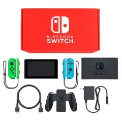 【中古】ニンテンドースイッチハード Nintendo Switch本体 カラーカスタマイズ /Joy-Con(L)ネオングリーン(R)ネオンブルー/Joy-Conストラップ(L)ネオングリーン(R)ネオンブルー