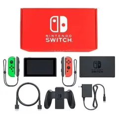 【中古】ニンテンドースイッチハード Nintendo Switch本体 カラーカスタマイズ /Joy-Con(L)ネオングリーン(R)ネオンレッド/Joy-Conストラップ：ブラック