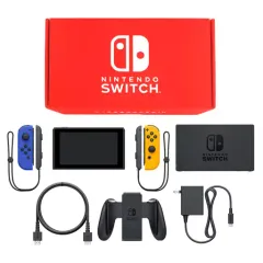 【中古】ニンテンドースイッチハード Nintendo Switch本体 カラーカスタマイズ [2019年8月モデル]/Joy-Con(L)ブルー(R)ネオンオレンジ/Joy-Conストラップ：ブラック