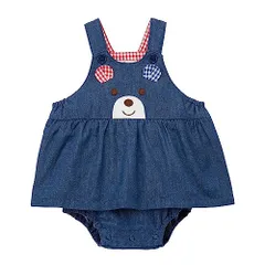 新品 [MIKIHOUSE HOT BISCUITS] [ミキハウス ホットビスケッツ] スカート付ロンパース 男の子 女の子 ベビー 子供服 紺 S(70-80cm) 70-1528-498