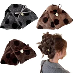 【新品】 3個セット ヘアクリップ、BetterJonny バンスクリップ 大きめ しっかり 強力 髪留め ヘアアクセサリー オフィス 日常 結婚式 おしゃれ 可愛い 滑り止め 濃密な髪にも対応 長時間保持、毛むくじゃらドット 0