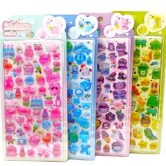 立体シール ぷっくり 3D 4種セット まるで宝石ドロップ！ 透明感 デコシール