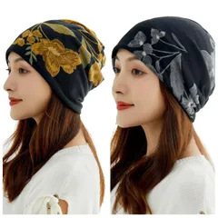 [Electric Circus] ニットキャップ 帽子 2枚組 ネックウォーマー ヘアバンド 医療用帽子 キャップ ケア帽子 ニット帽 レディース (A) かっこいい かわいい おしゃれ 人気 大人 女性 プレゼント ぼうし  [A] [Free Size]