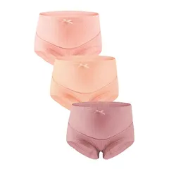 [Lino Ulu] 3枚セットｘママの声から生まれたマタニティショーツ【冷えやクーラー対策にｘクロッチ部分綿100％ｘサイズ変化に対応ｘお腹すっぽり包み込む】 マタニティショーツ 下着 妊婦下着 マタニティ ショーツ (XXL, イエローベース) 0