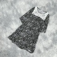 【良品】Basic Tone Clothes 花柄チュニック レース襟 (F)