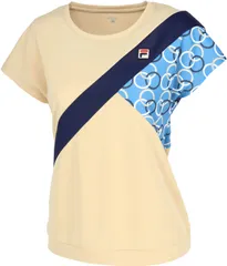 フィラ FILA テニス ゲームシャツ ウェア レディース ウィメンズ 女性 大人 半袖 Tシャツ トップス ウェア ロゴ エレガント 躍動感 部活動 クラブ サークル スクール チーム  EL0200 20Z ネイビー