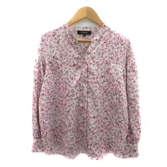 アンタイトル UNTITLED シャツ ブラウス 長袖 スリットネック 花柄 オーバーサイズ XXS 小さいサイズ マルチカラー ライトグレー /YK29