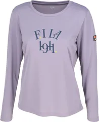 フィラ FILA テニス ロングスリーブグラフィックTシャツ レディース ウィメンズ 女性 大人 長袖 ロンT トップス ウェア ロゴ テニスボール 部活動 クラブ サークル スクール  EL0239 04B パープルグレー
