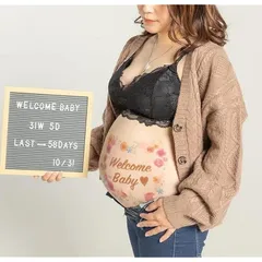 tuzuru マタニティフォト ベリーペイントシール ハートマーク タトゥーシール 練習用シール付き (K) 1