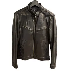 メンズビギ MEN'S BIGI シングルライダース レザージャケット スタンドカラー ダブルジップ 2 黒 ブラック MO193LJM21のサムネイル