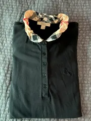 最後のバーバリー ブラック チェック カラ 麻 長袖 XL