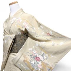 AA84愛華 着物 訪問着 箔 菊 手縫い仕立て 正絹 美品 - メルカリ