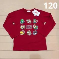 スーパーマリオ マリオ ルイージ 長Tシャツ ロンT 赤 レッド 120サイズ