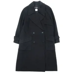Vintage CHANEL シャネル カシミヤ100％ ロングコート ジャケット ダブルブレスト 99A アウター 38 M ブラック レディース 【中古】