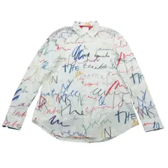 18aw Paul Smith ポールスミス スケッチ ロゴ シャツ 長袖 ドレスシャツ プリント 283315 トップス M ホワイト 白 メンズ 【中古】のサムネイル