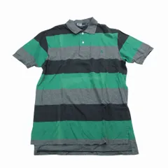 Polo Ralph Lauren ポロラルフローレン ボーダー ポロシャツ 半袖 ポニー ロゴ 刺繍 ラガーシャツ グリーン M メンズ 【中古】