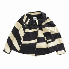 MOSCHINO モスキーノ ボーダー柄 Pコート アウター ショート丈 オフホワイト ネイビー サイズ44 XL レディース 【中古】のサムネイル