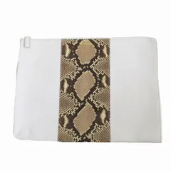 MIMI FITZGERALD ミミ・フィッツジェラルド パイソン柄 クラッチバッグ ドキュメントケース ホワイト メンズ レディース 【中古】