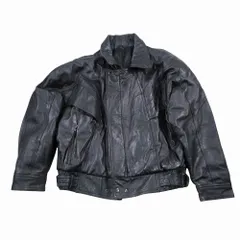 ヴィンテージ ラムレザー 中綿 ライダースジャケット ブルゾン アウター ブラック サイズL メンズ 【中古】