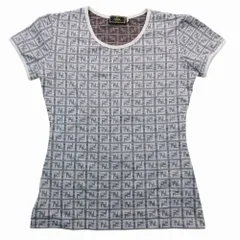 FENDI フェンディ ズッカ柄 ストレッチ Tシャツ プルオーバー カットソー トップス 半袖 44/L グレー レディース 【中古】