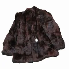 本毛皮 リアルファー ハーフコート アウター ダークブラウン レディース  【中古】