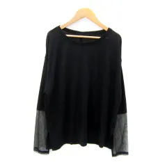 チャオパニック ティピー CIAOPANIC TYPY カットソー 長袖 ラウンドネック 無地 切替 シースルー オーバーサイズ ONE 黒 ブラック /SY28