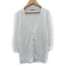 アプワイザーリッシェ Apuweiser-riche ニットカーディガン ミドル丈 Vネック ビジュー 2 白 ホワイト /SM19