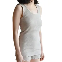 [天衣無縫] タンクトップ リブタンクトップ AI-22S-670 丈長め オーガニックコットン 下着 綿 綿100％ インナー 肌着 リブ 女性用 レディース 日本製 オーガニック コットン グレー [グレー] [Free Size]