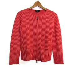 エンポリオ・アルマーニ ノーカラージャケット ニットジャケット ブランド アウター レディース 38サイズ ピンク Emporio Armani 【中古】