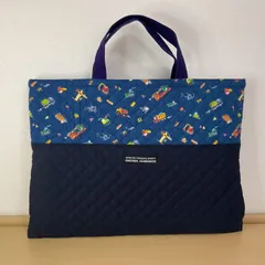 入園入学　りんりんのハンドメイド　レッスンバッグ　通園バッグ　習い事バッグ　キルティング　働く車