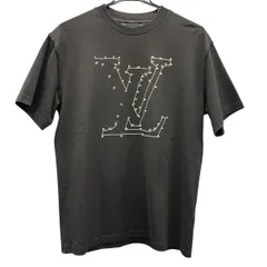 LOUIS VUITTON 極美品 ルイヴィトン 20AW LVステッチプリントアンドエンブロイダリー リバースロゴパッチ Tシャツ RM202M ブラック コットン カットソー ヴァージル アブロー LV ヴィトン Aランク 中古 鑑定済 ヴィトンTシャツ