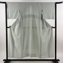 【美品】 付下げ 身丈151cm 裄丈64cm M 単衣 幾何学 金銀糸 刺繍 薄緑 正絹 秀品 【中古】