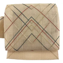 名古屋帯 秀品 夏帯 トンネル仕立て 幾何学模様 ベージュ 正絹 【中古】