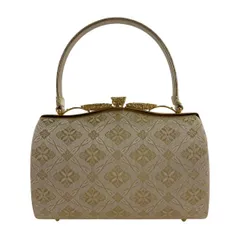【美品】 和装バッグ 優品 フォーマル 菱 花 金糸 金色 和装小物  【中古】