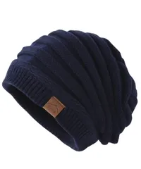 [Lunenon Soleil] ニット帽 レディース 冬 防寒 裏起毛 保温 スキー帽 ふわふわ カジュアル 冬用帽 柔らかい 軽量ニット 無地 シンプル おしゃれ 大きいサイズ 防風キャップ 伸縮性 通勤 通学 自転車 スキー 秋冬 ア [ネイビーブルー]