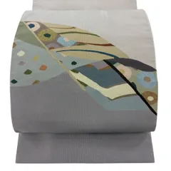 名古屋帯 秀品 松葉仕立て 八寸名古屋帯 鈴乃屋 幾何学 薄紫 正絹 【中古】