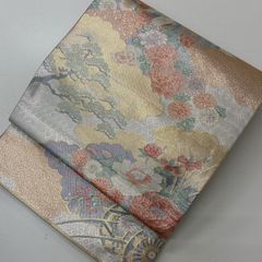 D5 正倉院文様 金糸 華文 唐草唐花 パステル 六通 正絹 フォーマルな