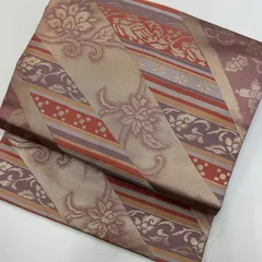 名古屋帯 正絹 織柄 上品な花唐草 九寸 MA-4869