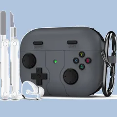 クリーナーキット付き 世代ケースカバー クラシックハンドヘルドゲームコンソールデザインケース 2/1 ソフトスキンシリコン保護 Apple 第 AirPods Pro Pro ケース 2023/2022/2019 AirPods 用 - R-fun グレー