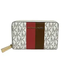 MICHAEL KORS(マイケルコース) コインケース美品  - 白×ボルドー×マルチ ラウンドファスナー レザー