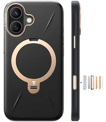 【新感覚レザー・スキンタッチ】TORRAS iPhone 16 用 ケース 革 360°回転スタンド 縦横両対応 リング マグネット搭載 MagSafe対応 ワイヤレス充電対応 米軍規格耐衝撃 指紋防止 黄変防止 Ostand Q3 レザート 12c3cc11