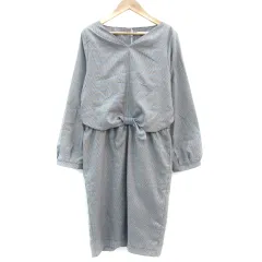 インデックス INDEX ワンピース ひざ丈 長袖 Vネック 千鳥格子柄 M ブラック 黒 /YM33