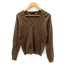 ザラ ZARA ニット カットソー 長袖 Vネック 無地 M 茶 ブラウン /SY40