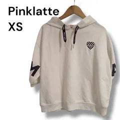 a2288 ピンクラテ Pink-latte 5分袖 プルオーバーパーカー ホワイト XS 150