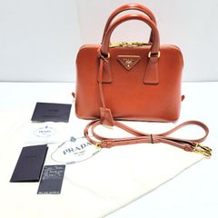 希少】PRADA ミニ ボストンバッグ サフィアーノレザー オレンジ 2way