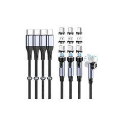 【新品】 マグネット-充電ケーブル 7ピン 3A急速充電+データ通信 For Phone Type-C-充電ケーブル 3in1 充電コード【9個端子+ 4本セット】 540度回転 1M+1M+2M+2M 磁石 片手操作 Ligting USB-B ケ ーブ 0