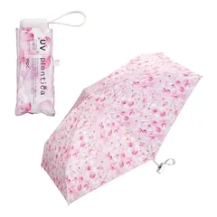 【2024】Wpc. 日傘 [plantica×Wpc.]フラワープリントタイニー ピンク 《遮光率100%・UVカット率100％・UPF50＋・晴雨兼用》 折りたたみ傘 47cm レディース 花柄 コンパクト おしゃれ 可愛い PLP001-030-102