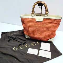 GUCCIチルドレン☆ラフィア バンブートートバッグ - メルカリ