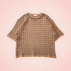 【古着】 minche リオグループ ブークレニット 総柄 レトロ 幾何学模様 サマーニット ヴィンテージ風 総柄編み サマーセーター レディース M